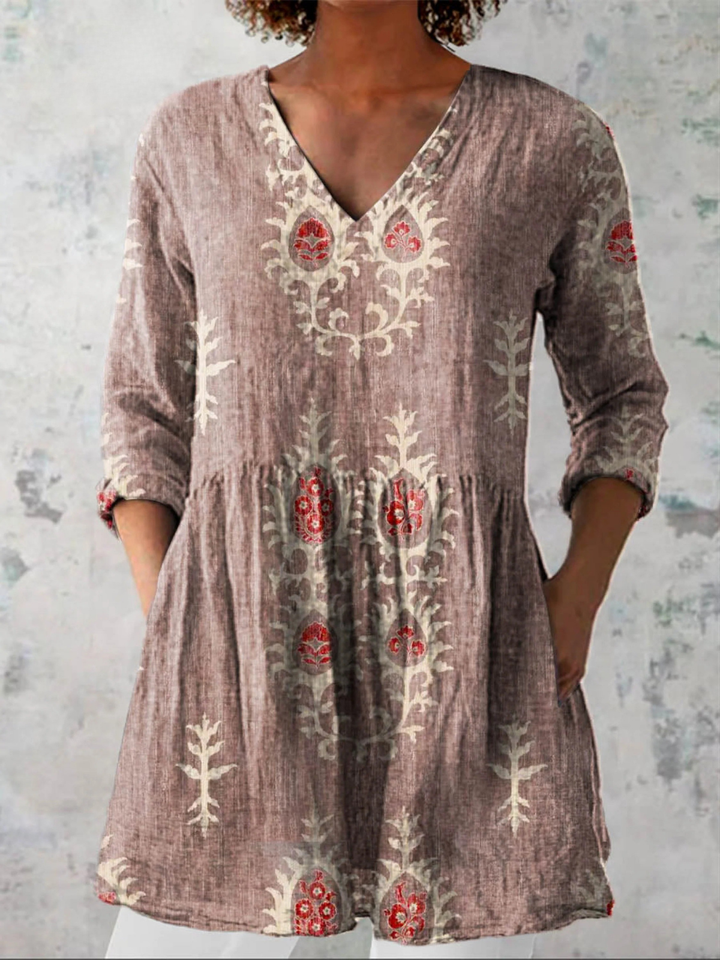 Elise | Lång Blus med V-Hals