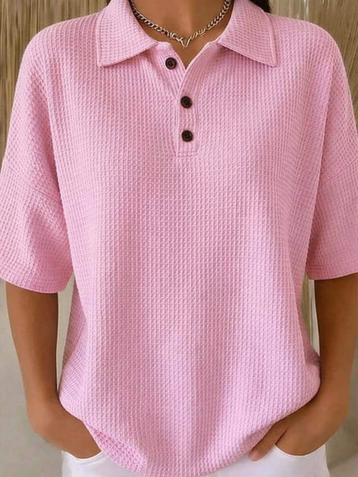 Peggie | Bekväm Vaffelpolo Blus