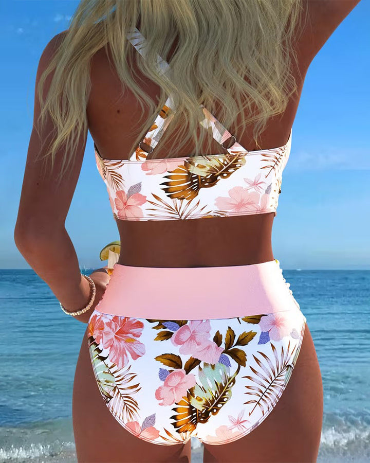 Liv | Bikini Kontrast Blommönster Delad