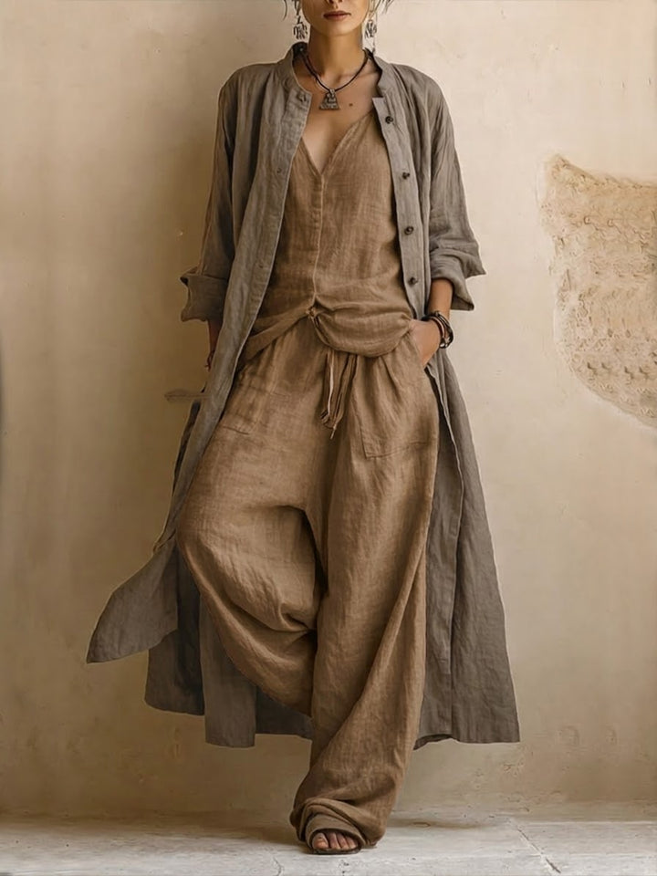 Ramona | Bohemiskt 3-delat Set med Lång Cardigan