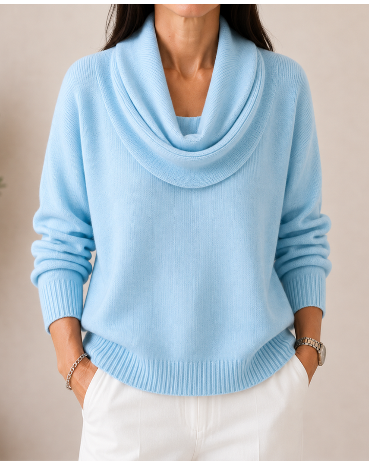 Caralina | Elegant Cowl Neck Stickad Tröja