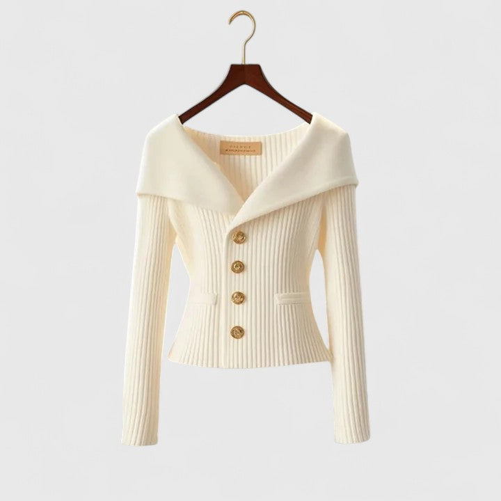 Dominique | Smickrande Cardigan med Bred Krage