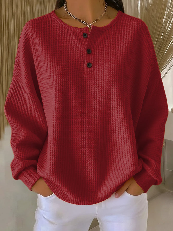 Mirabel | Mysig Vaffel Henley Sweatshirt