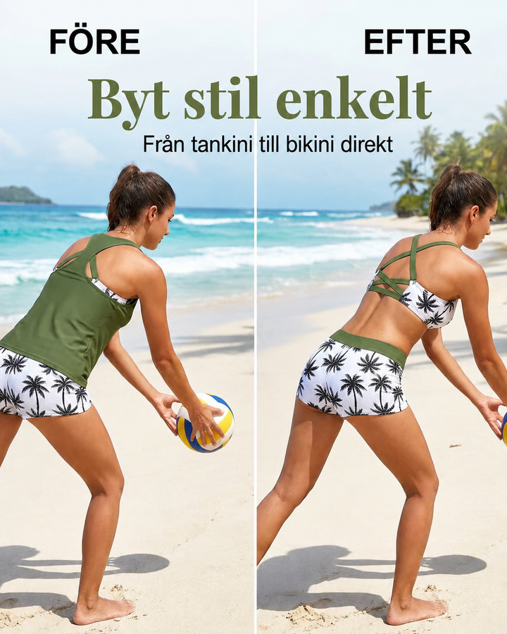 Mathilda | Tredelat tankini-, bikini- och cover-up-set