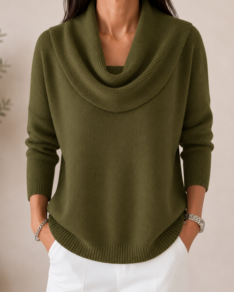 Caralina | Elegant Cowl Neck Stickad Tröja
