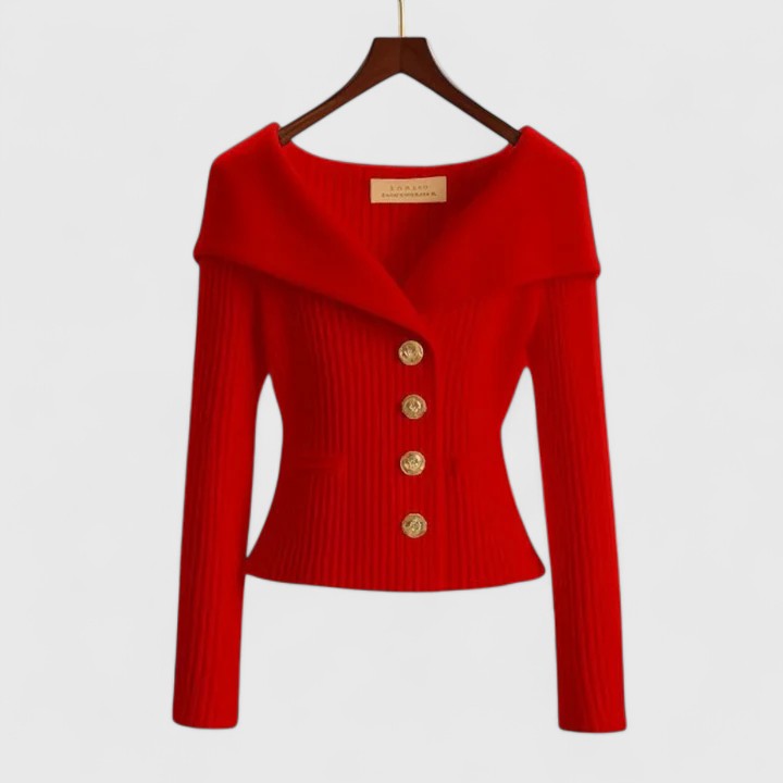 Dominique | Smickrande Cardigan med Bred Krage