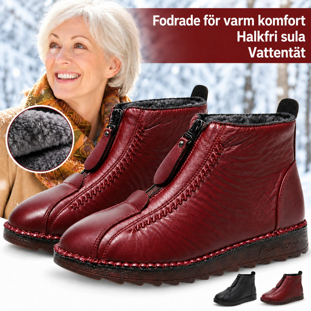 Gudny röda ankelboots med varmt foder och halkskyddad sula