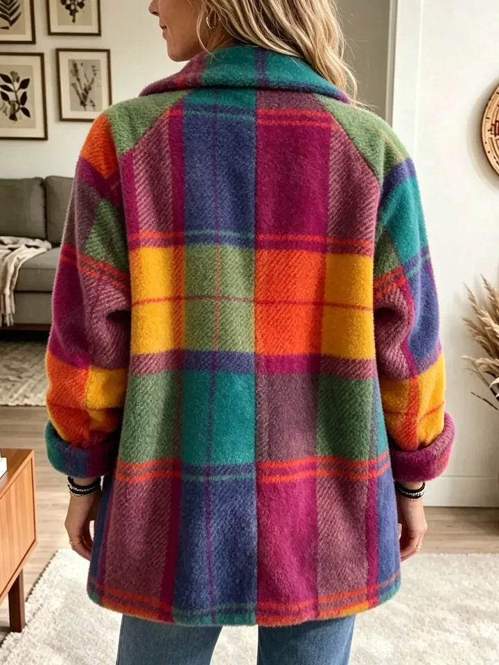Paulette | Livlig Rutig Fuzzy Fleecejacka