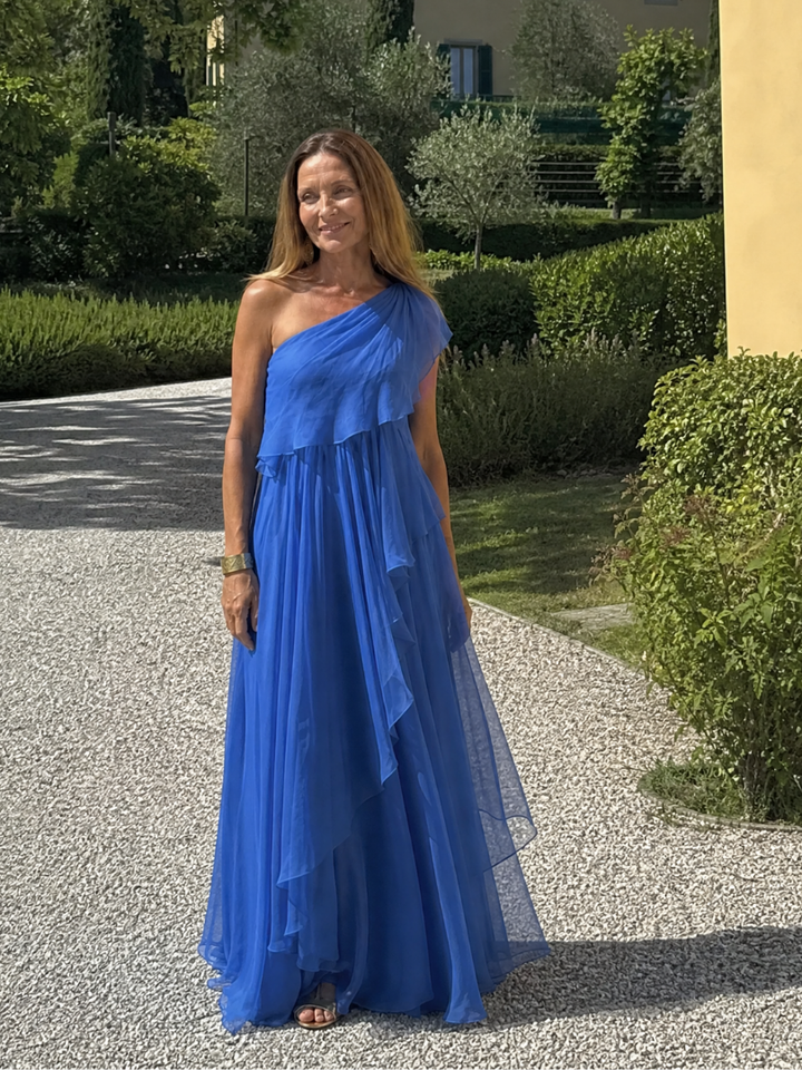 Eliana | Enaxlad Chiffon Maxi Klänning