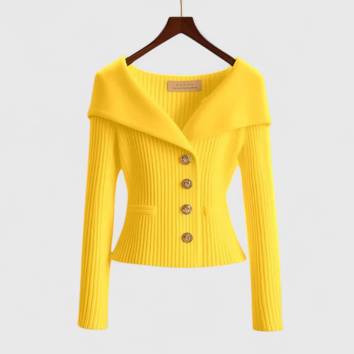 Dominique | Smickrande Cardigan med Bred Krage