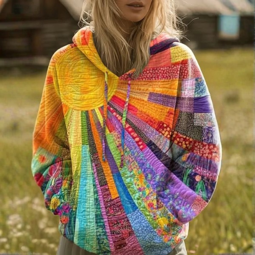 Amanda | Vildblomma Quiltad Huvtröja