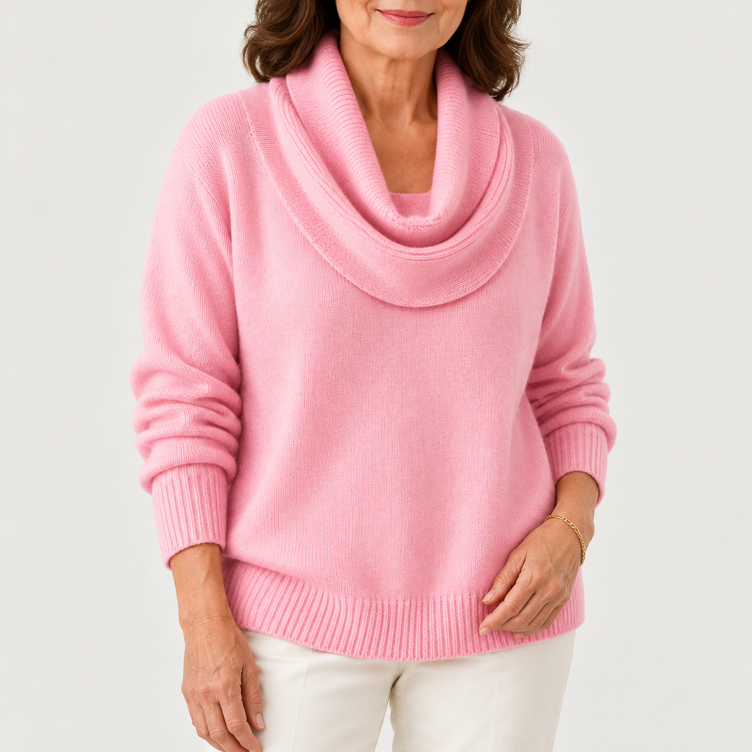 Amalia – mjuk tröja med kragen i rosa