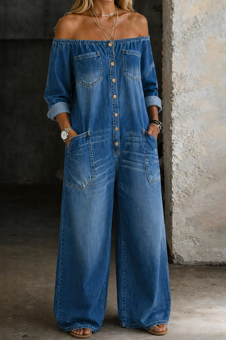 Elena | Off Shoulder Long Sleeve Jumpsuit