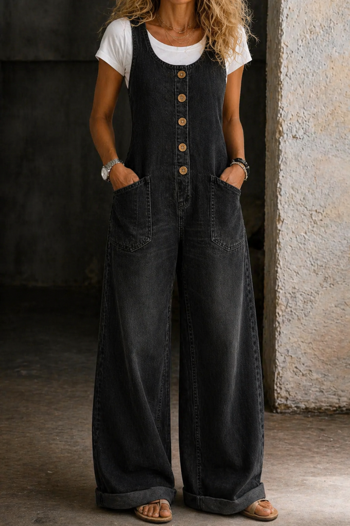 Bethany | Vintage Tvättad Bomullsdenim Overall