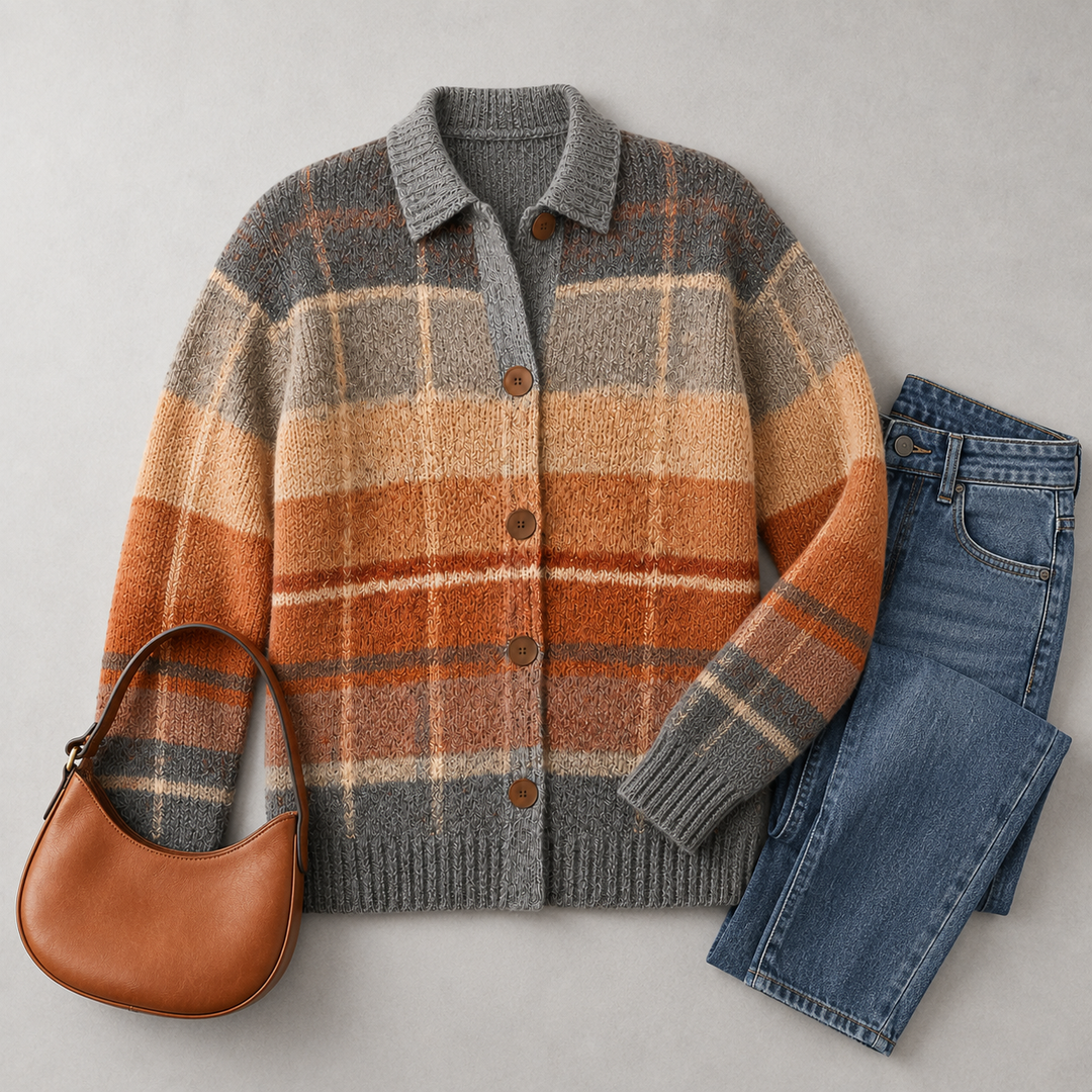 Elisabet | Ombre Rutigt Stickad Kavaj