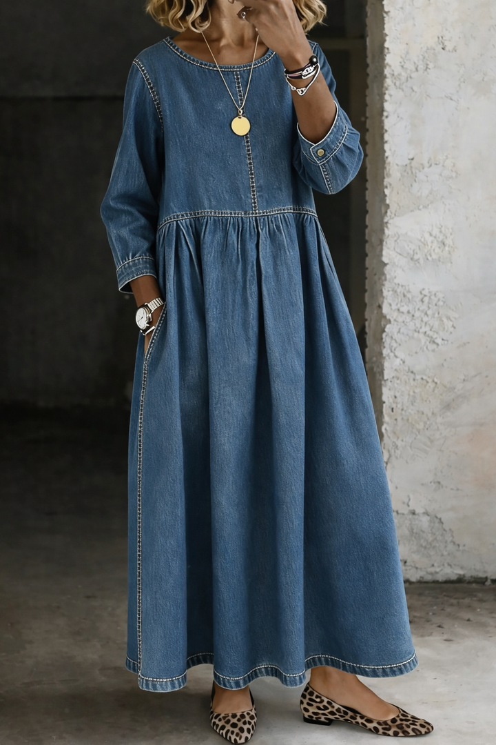 Zenia | Vintage Denim Maxi Klänning