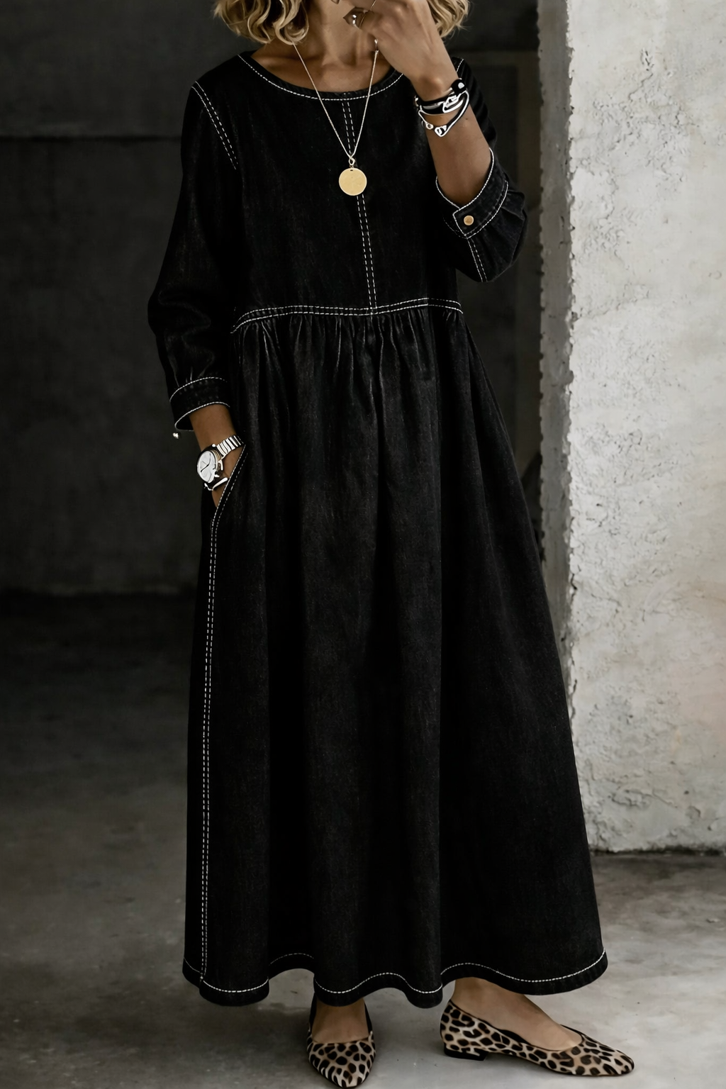 Zenia | Vintage Denim Maxi Klänning