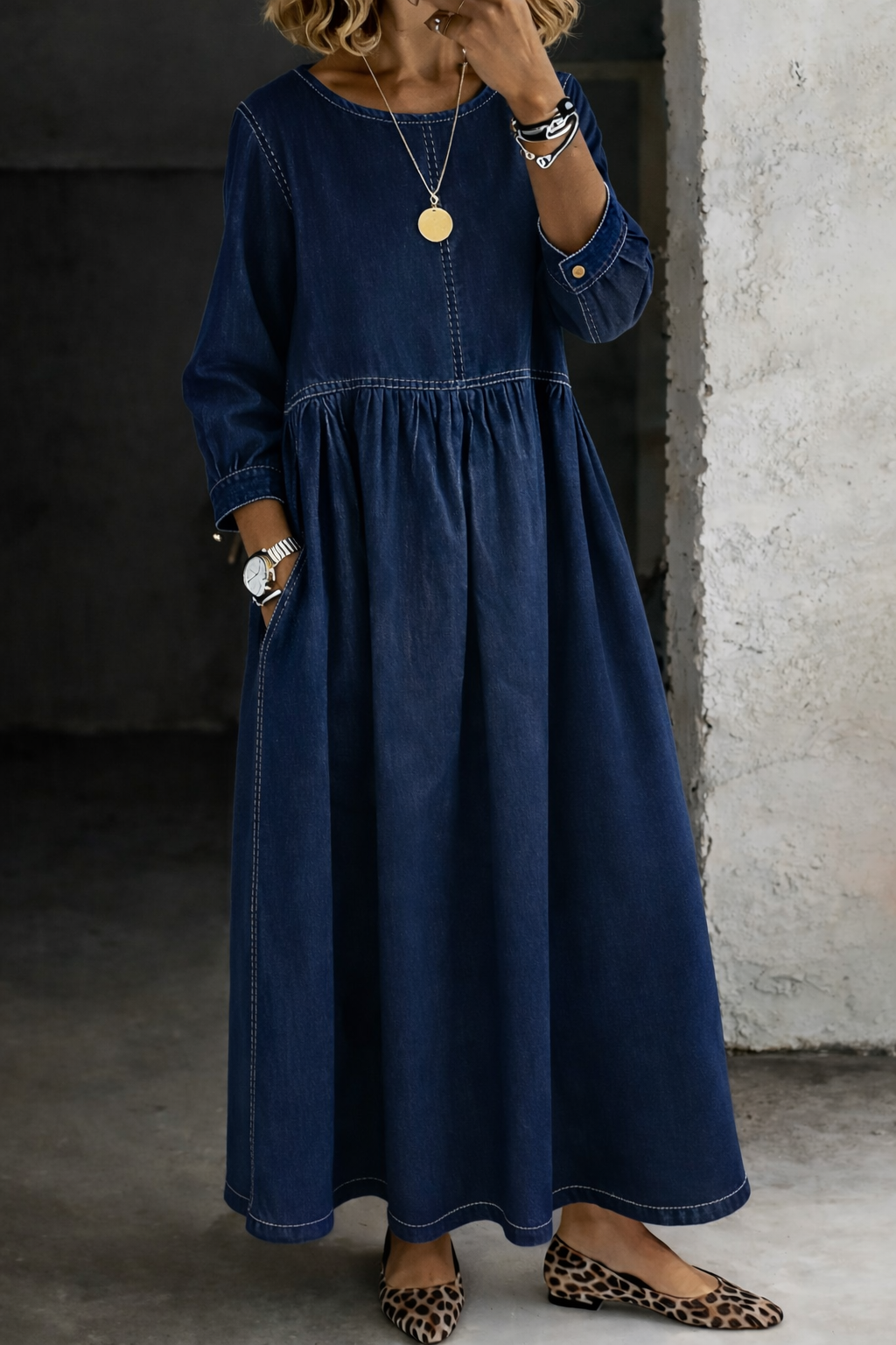 Zenia | Vintage Denim Maxi Klänning