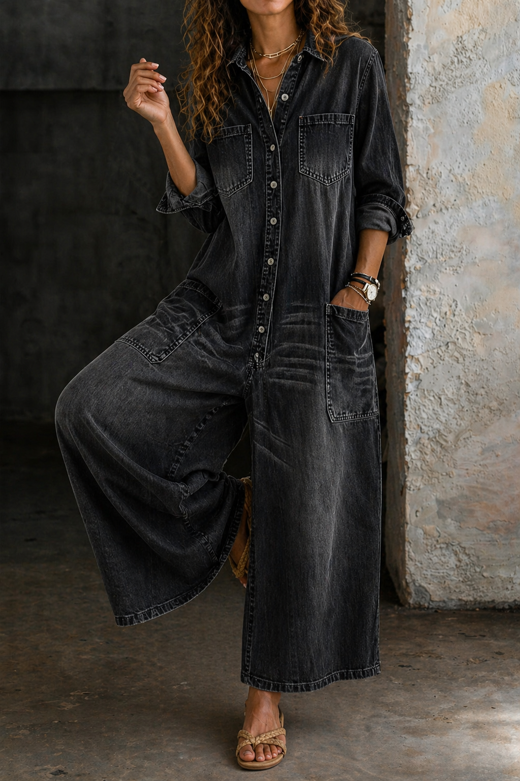 Vivienne | Avslappnad Denim Jumpsuit