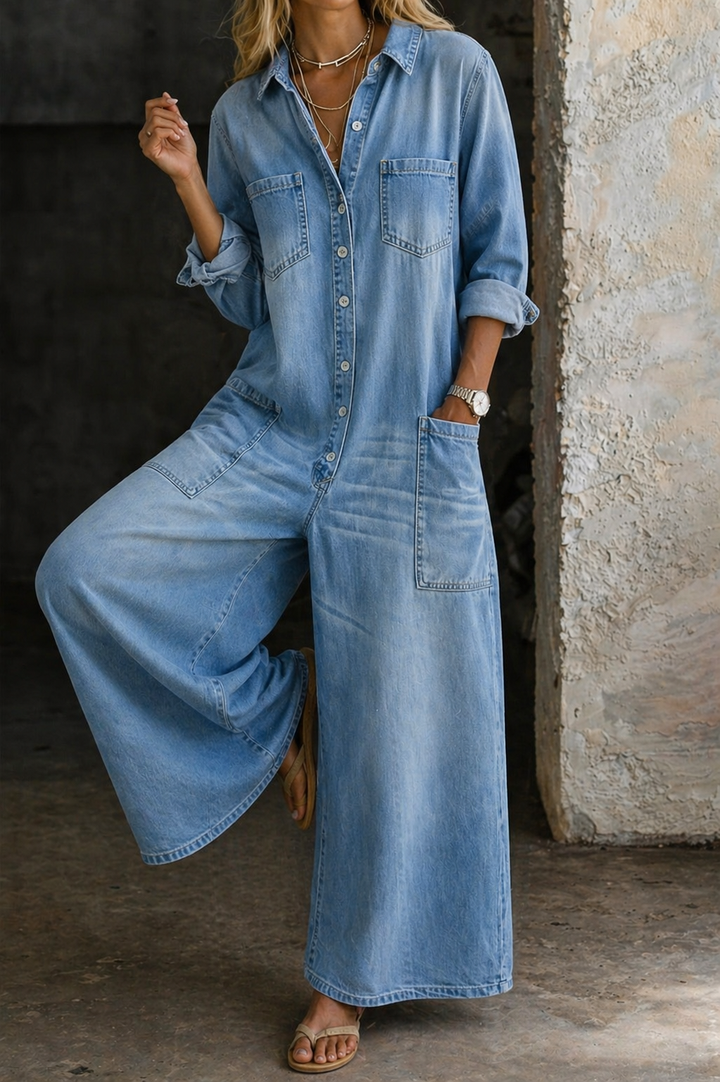 Vivienne | Avslappnad Denim Jumpsuit