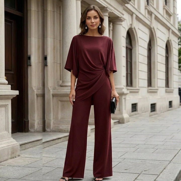 Gerda | Draperad Blus och Vida Byxor Set