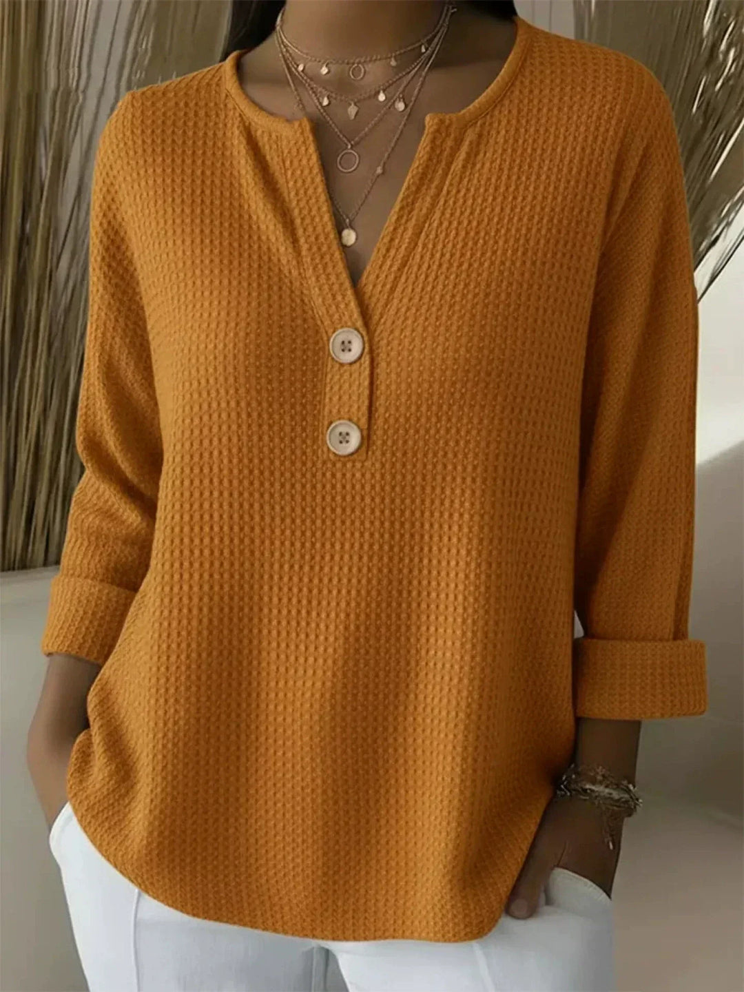 Lucinda | Henley-knapp Topp