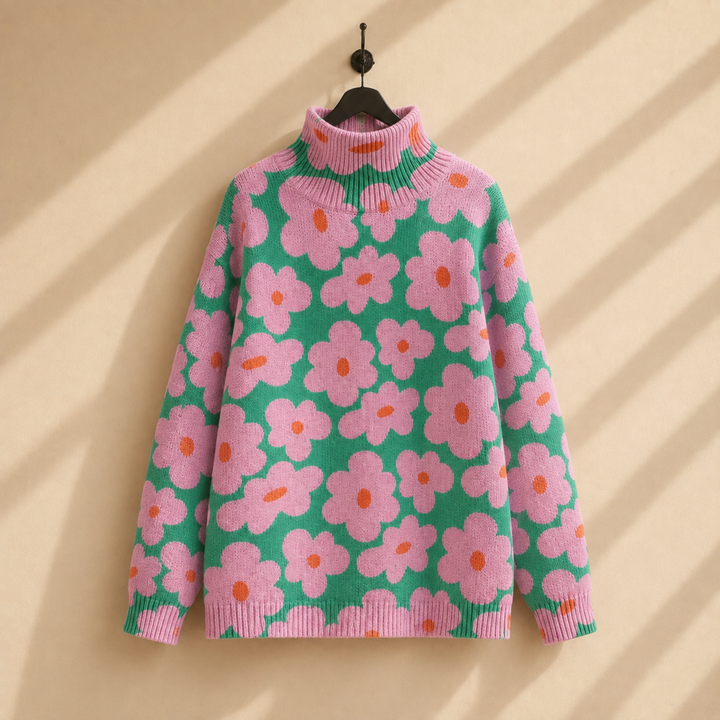 Letizia | Varm Oversized Tröja med Blommönster