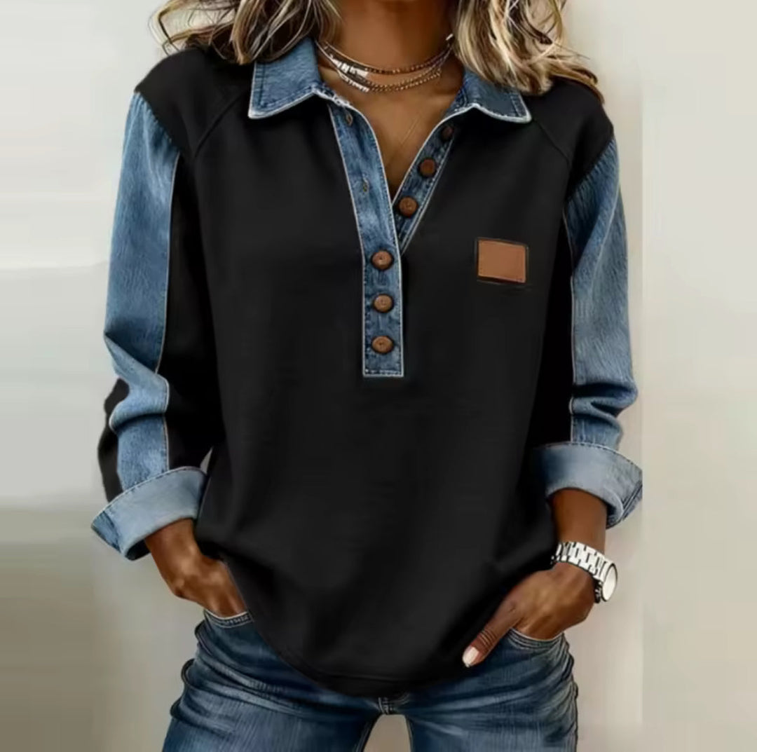 Voxanne | Denim Krage Pullover