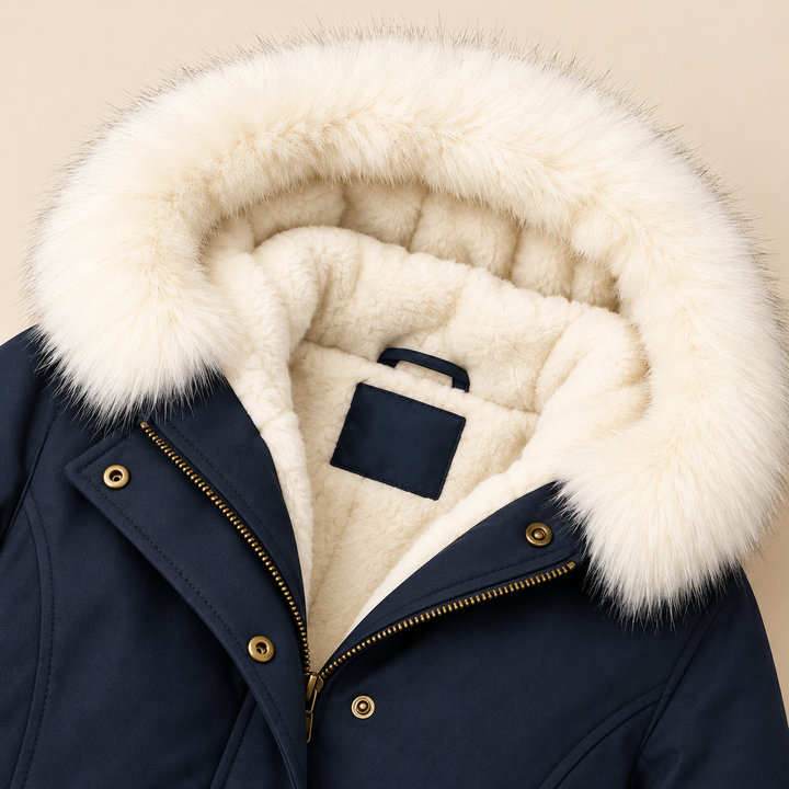 Birgitta | Elegant Vinterparkas – Pälskantad Huva