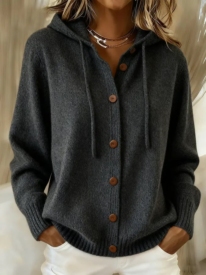 Brenda | Mysig Knapp Cardigan Hoodie