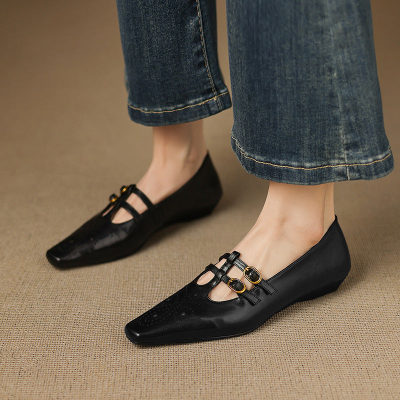Ceyla | Brogued Dubbelrem Mary Jane Platt