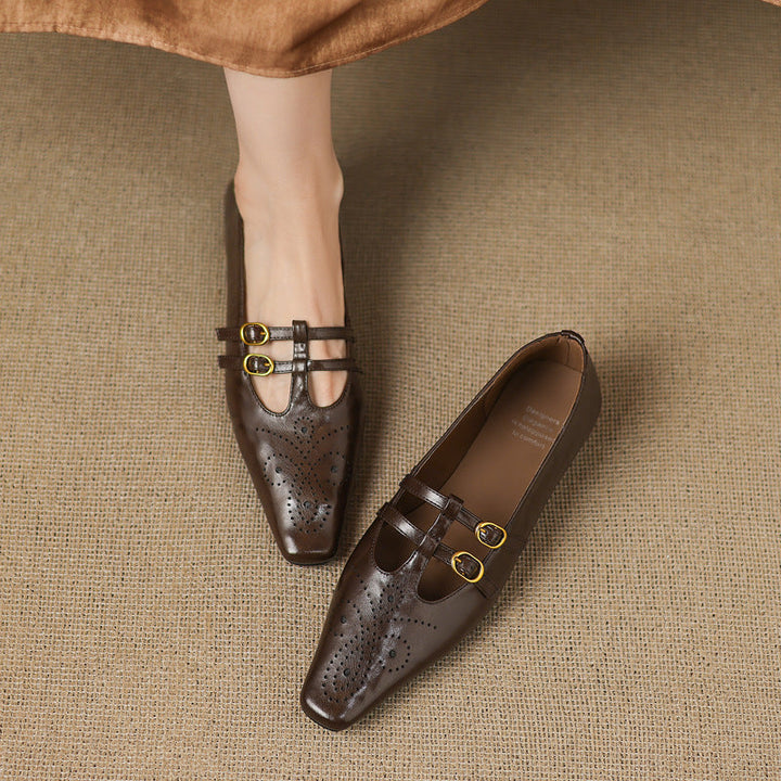 Ceyla | Brogued Dubbelrem Mary Jane Platt