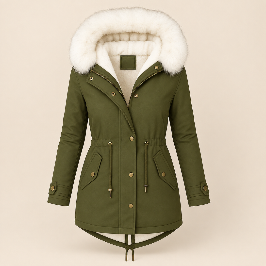 Birgitta | Elegant Vinterparkas – Pälskantad Huva