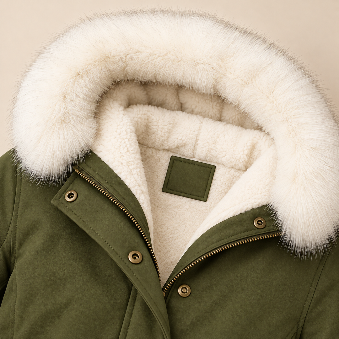 Birgitta | Elegant Vinterparkas – Pälskantad Huva
