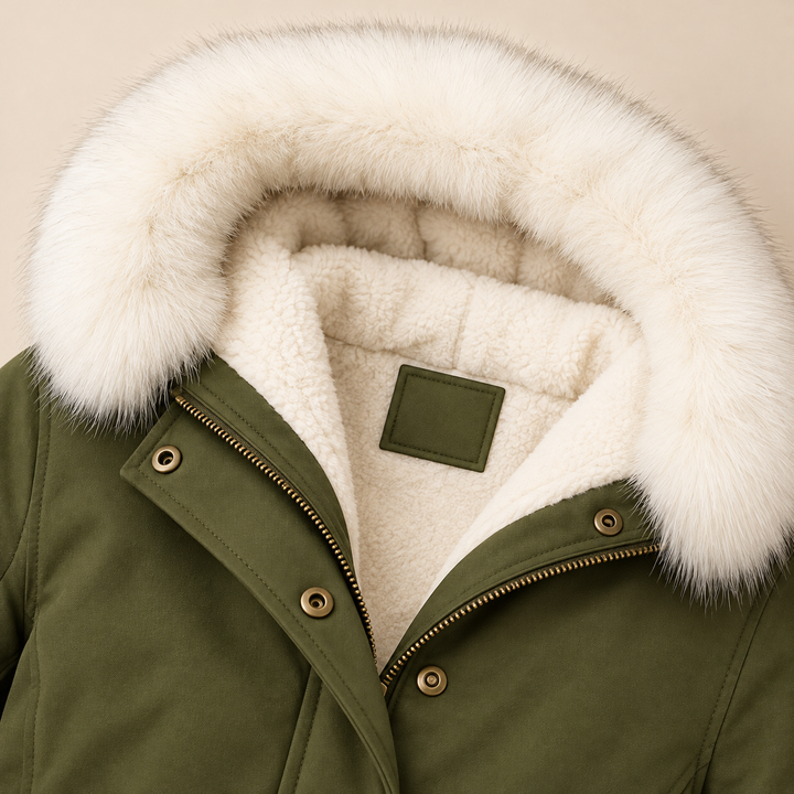 Birgitta | Elegant Vinterparkas – Pälskantad Huva