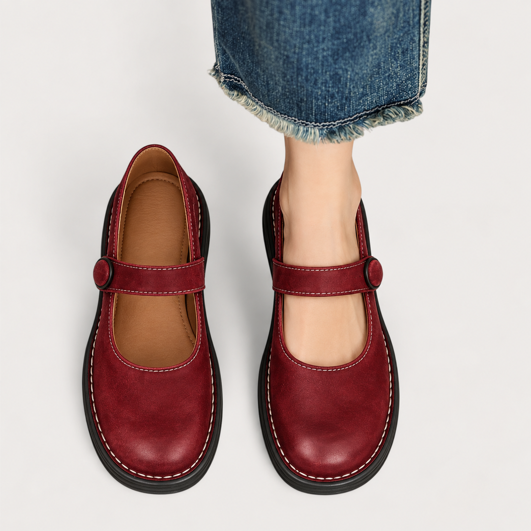 Ritva – röda skor med jeans