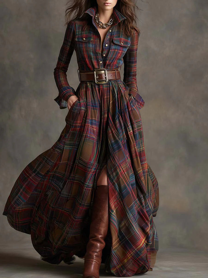 Lucile | Vintage Check Maxi Klänning