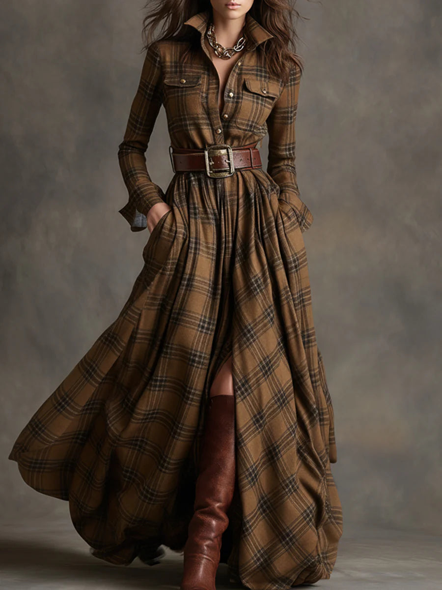 Lucile | Vintage Check Maxi Klänning