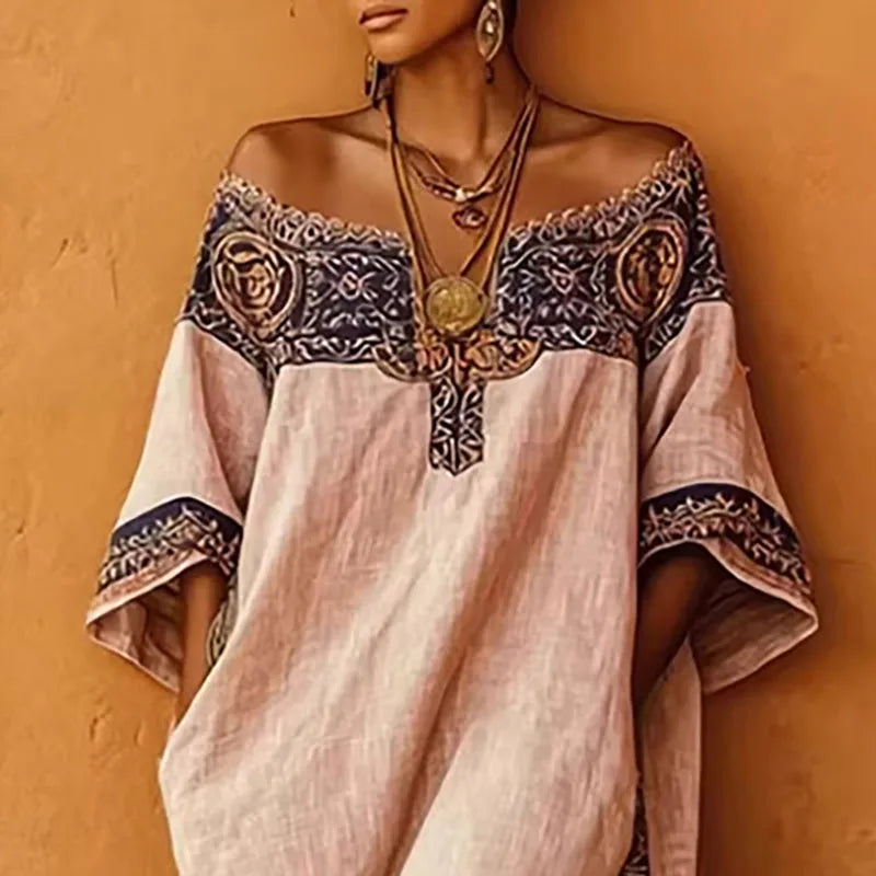 Malin | Bohemisk Off Shoulder Maxiklänning