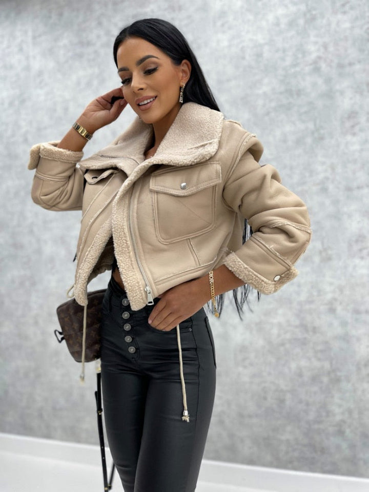 AGNES | JACKA I LÄDERLOOK MED ULL