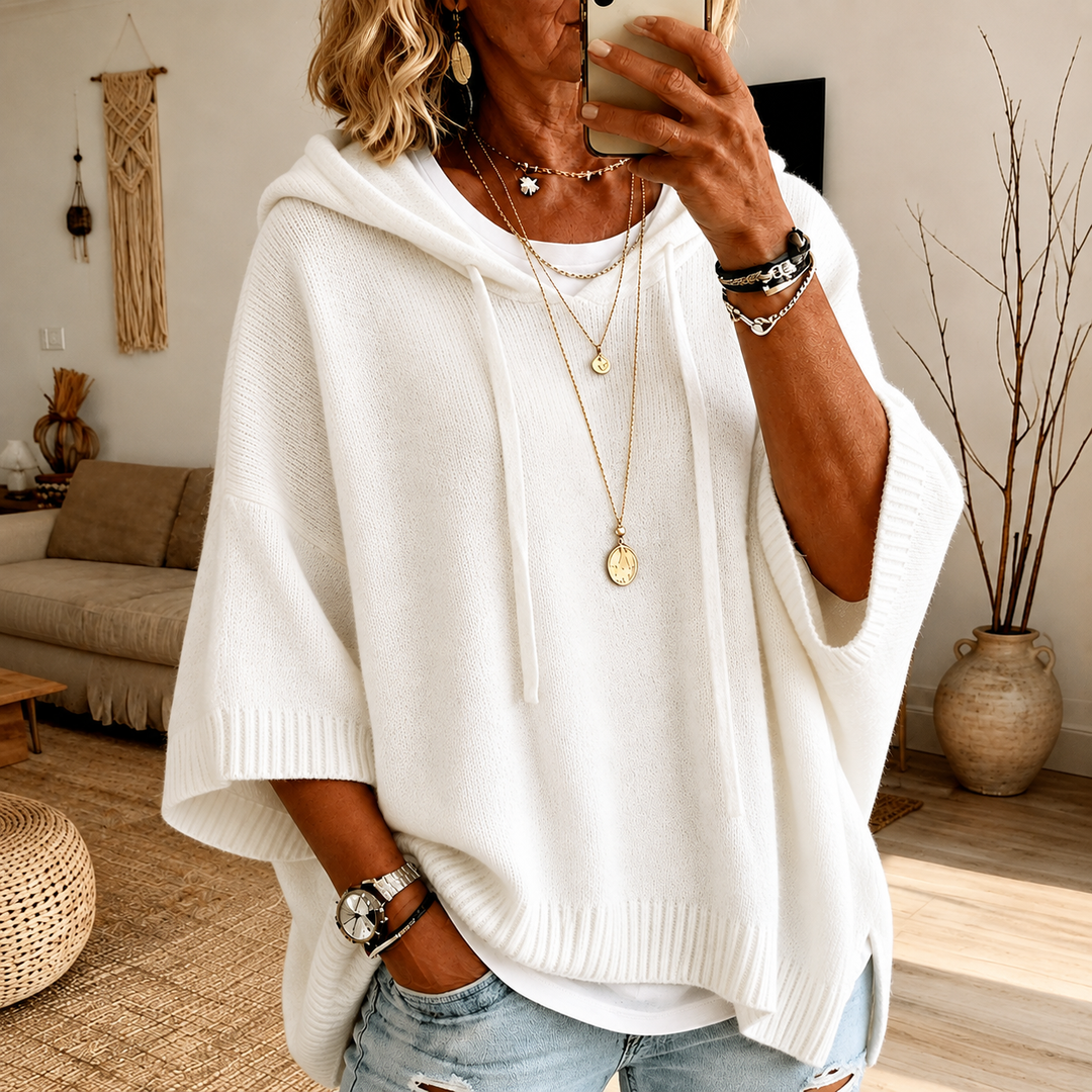 Janice | Vit Poncho Tröja