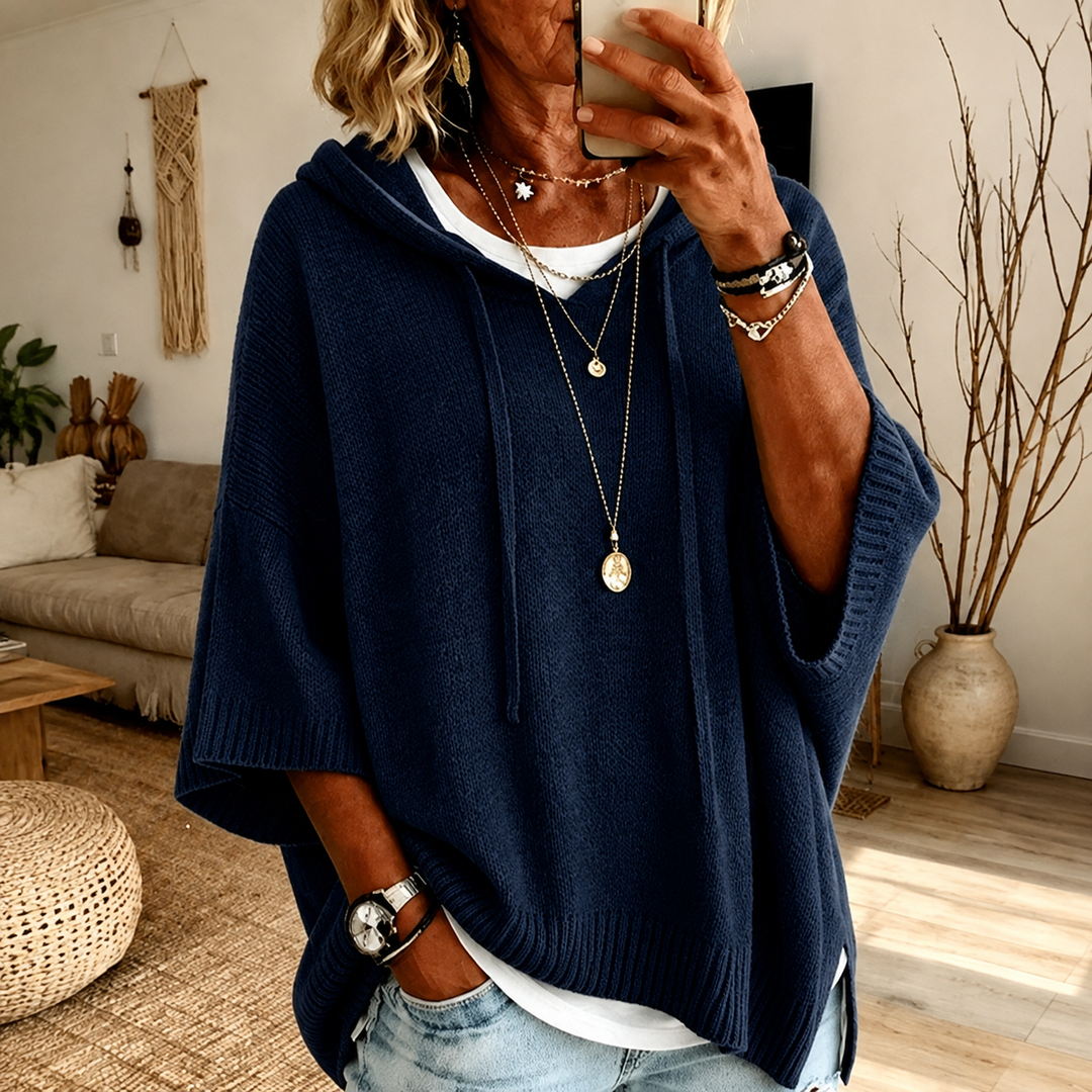 Juliette | Marinblå Poncho Tröja