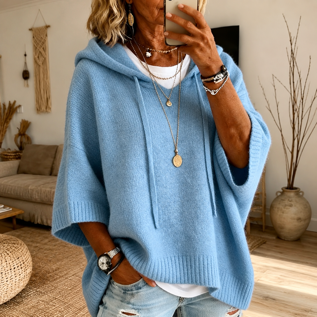 Lea | Ljusblå Poncho Tröja