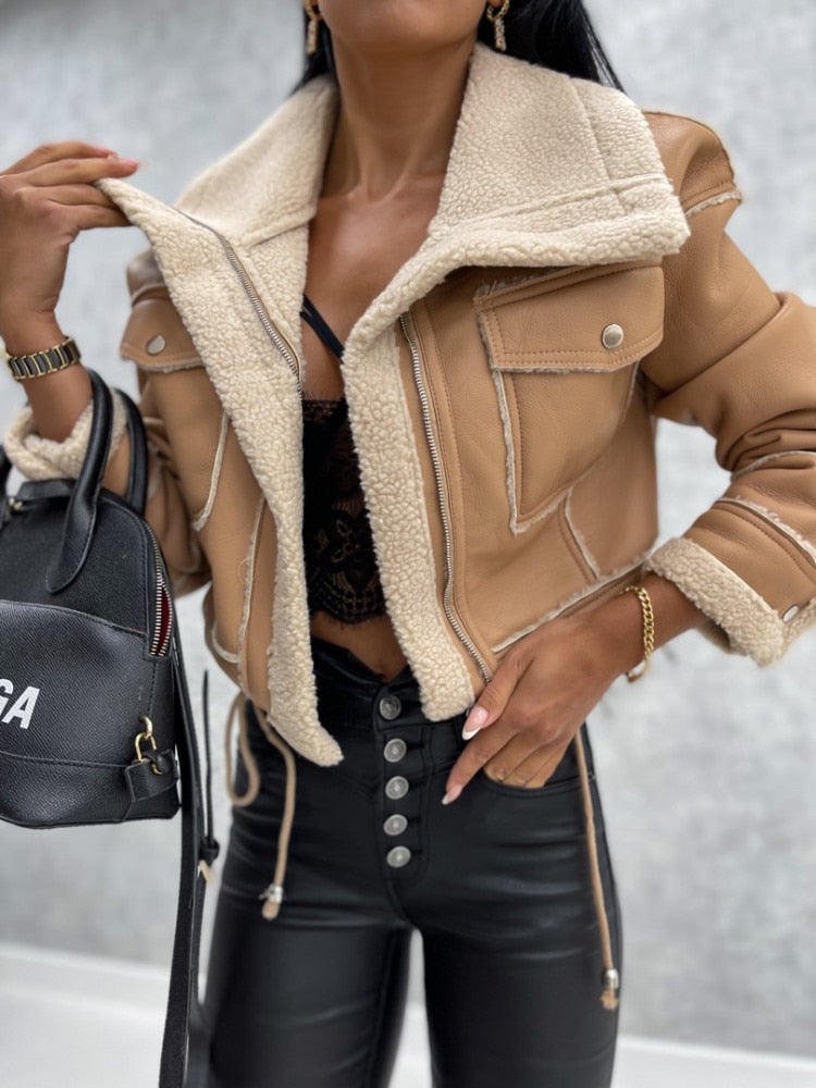 AGNES | JACKA I LÄDERLOOK MED ULL