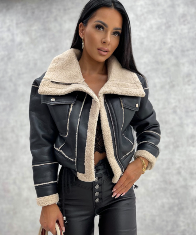 AGNES | JACKA I LÄDERLOOK MED ULL