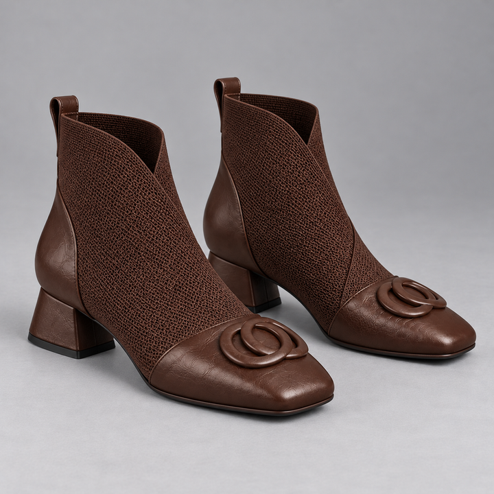 Ingbritt bruna ankelboots med stretchpanel