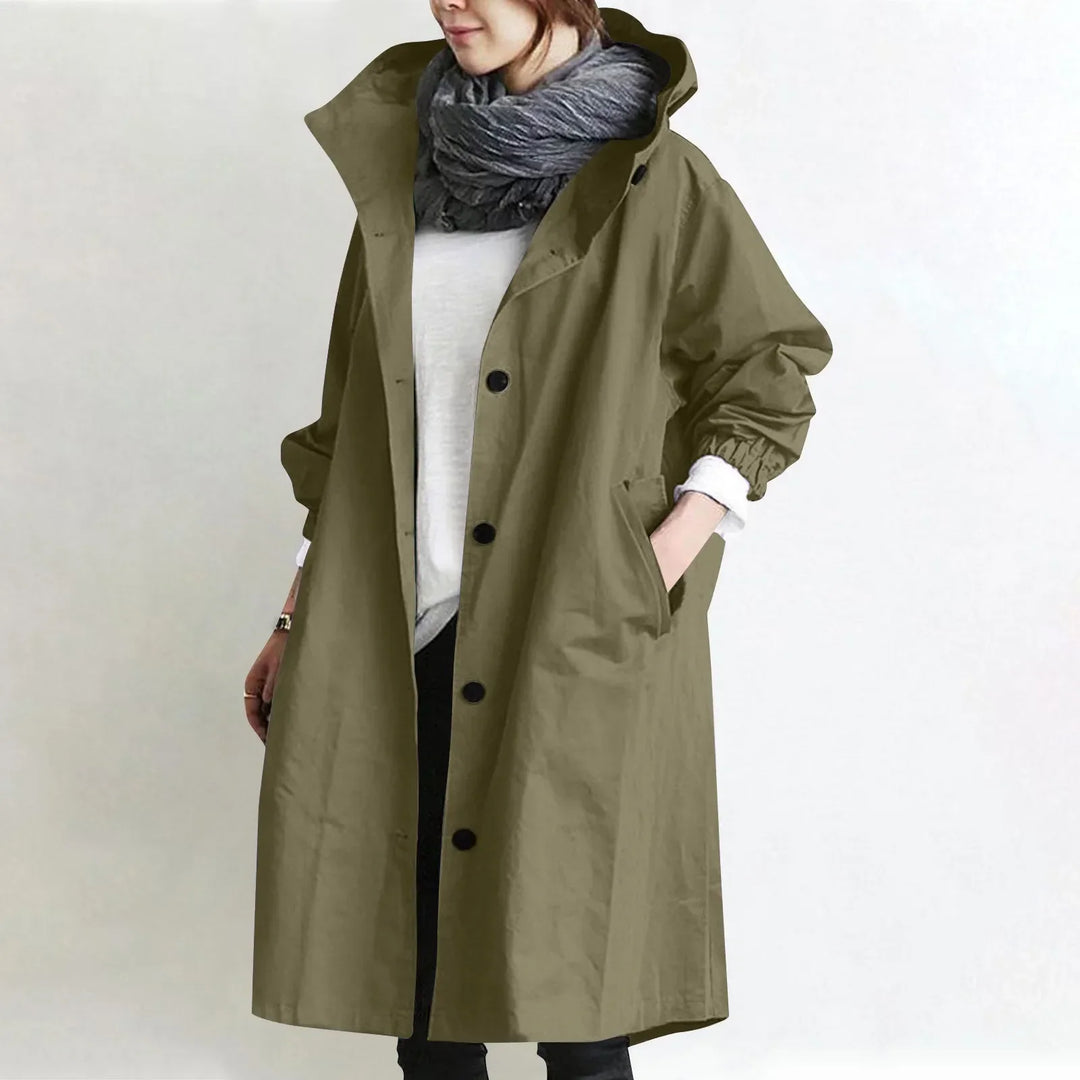 Theodora | Lång Trenchcoat med Huva