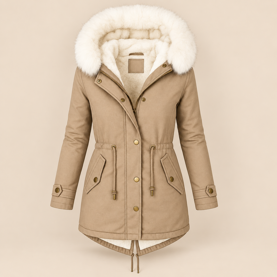 Birgitta | Elegant Vinterparkas – Pälskantad Huva