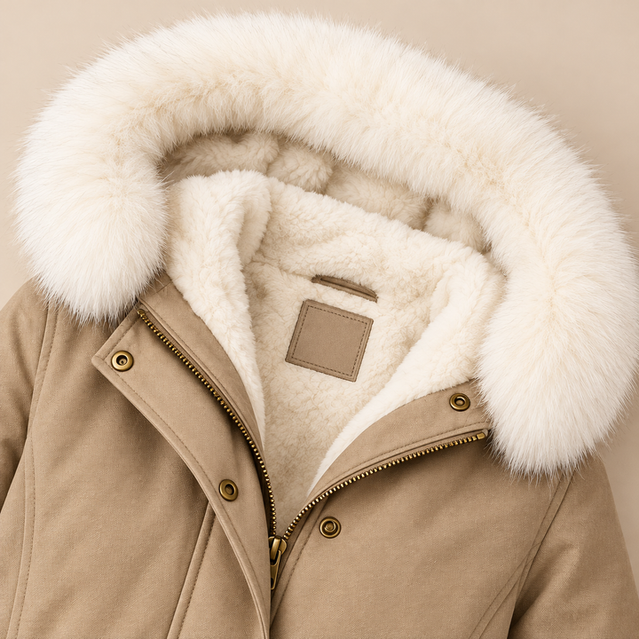 Birgitta | Elegant Vinterparkas – Pälskantad Huva