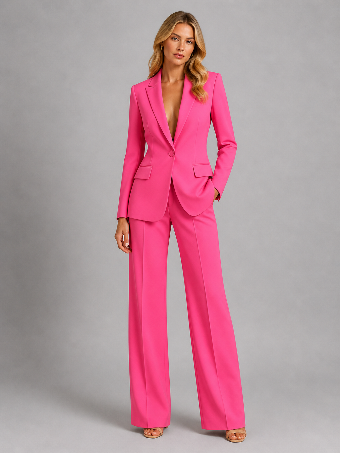 Carrin | Kvinnors Skräddarsydd Blazer och Vida Byxor Set – Smart Tillfälles Stil